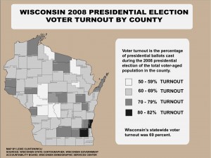 Click for full-size map of voter turnout by county for election 2008