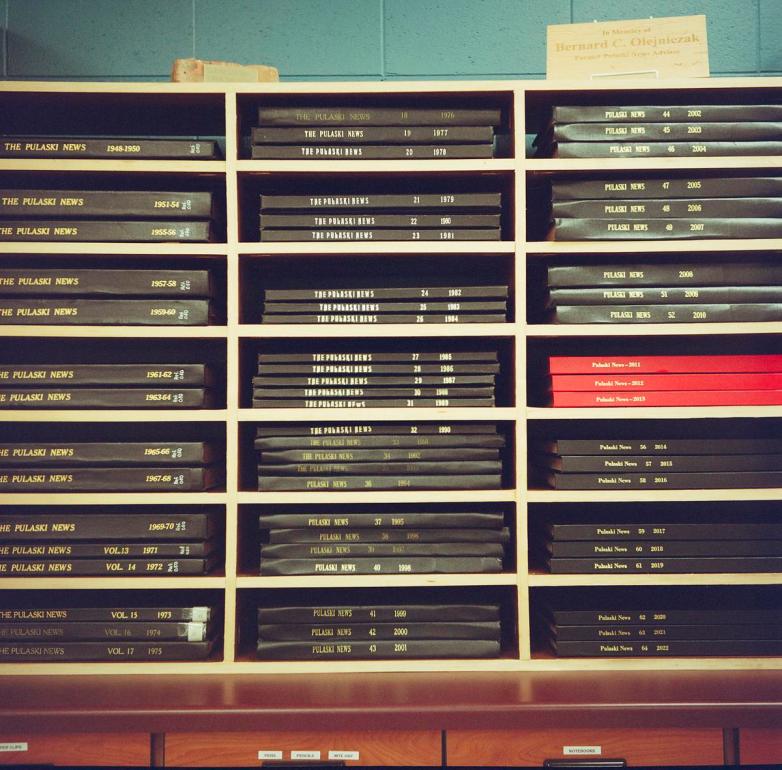 Shelves with items labeled 