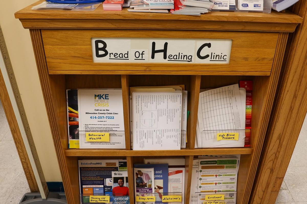 A wooden display labeled 