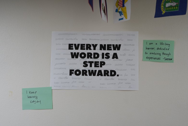 A wall sign reads 